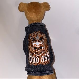 Denim-Look Bad-Ass Ribbed Dog Tee. Size XS.